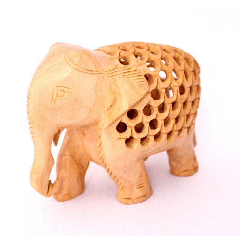 wooden indian elephant statue