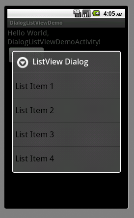 ListView Dialog