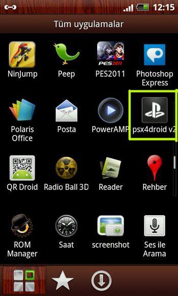 Emulatör programı, bu BIOS dosyasına göre ayarlamalarını yapıyor ve oyunları ona göre açıyor. Menüden psx4droid programını çalıştırıyoruz.