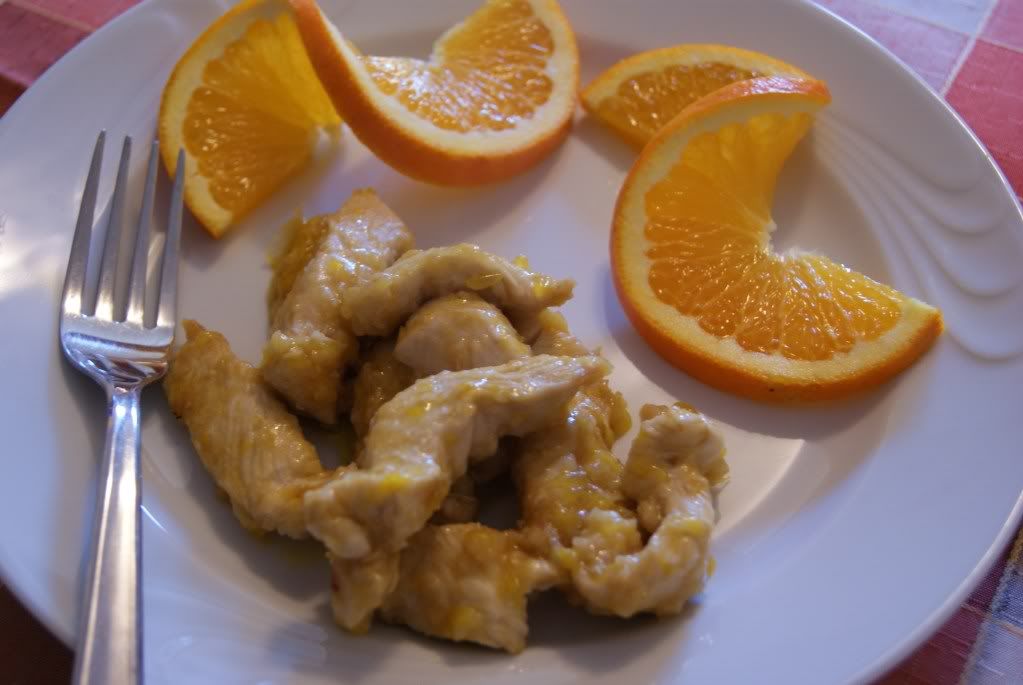 Straccetti di pollo all'arancia ed aceto balsamico