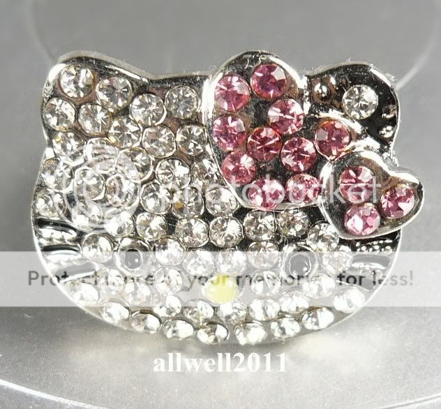 NEW Hello Kitty Crystal Bling Ring Adjustable PINK Heart In Gift Ring 